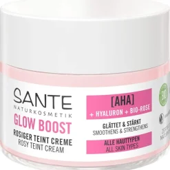 Sante Naturkosmetik AHA, Hyaluron & Bio-Rose Glow Boost Teint Creme Feuchtigkeitspflege von