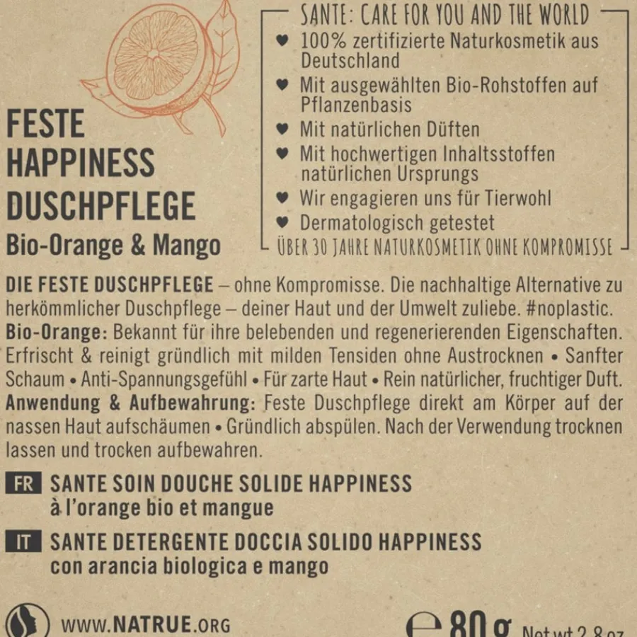 Sante Naturkosmetik Bio-Orange & Mango Feste HAPPINESS Duschpflege von