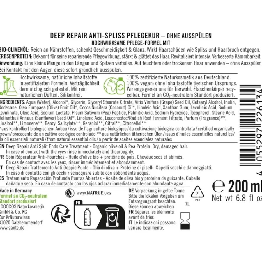 Sante Naturkosmetik Deep Repair Anti-Spliss Pflegekur von