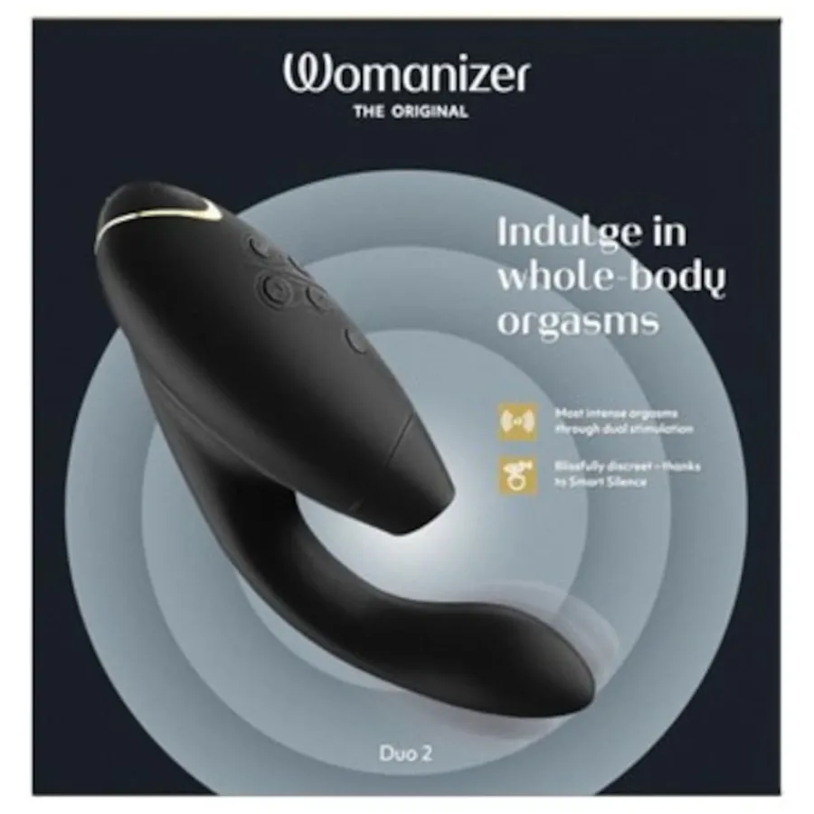 Womanizer Duo 2 Luxuriöser Dual Stimulator Mit Pleasure Air Technologie Für Die Klitoris Und Vibration für den G-Punkt Black von