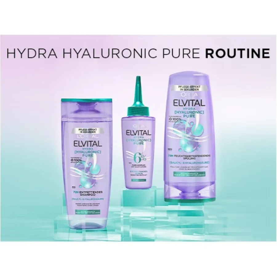 Lu2019Oru00E9al Paris Elvital Hydra Hyaluronic Pure 72H Entfettendes Shampoo von L’Oréal Paris