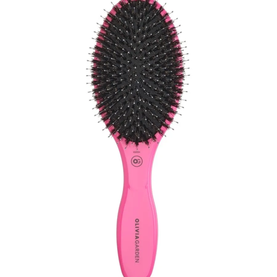 Olivia Garden Expert Care Oval Paddelbürste 16-reihig, Pink Mit Wildschwein-/Nylonborsten von Hot