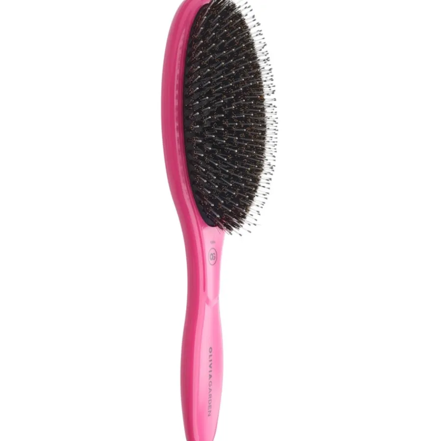 Olivia Garden Expert Care Oval Paddelbürste 16-reihig, Pink Mit Wildschwein-/Nylonborsten von Hot