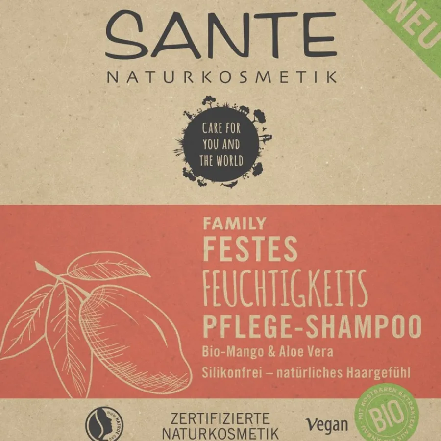 Sante Naturkosmetik Festes Feuchtigkeits Pflege-Shampoo Bio-Mango & Aloe Vera von
