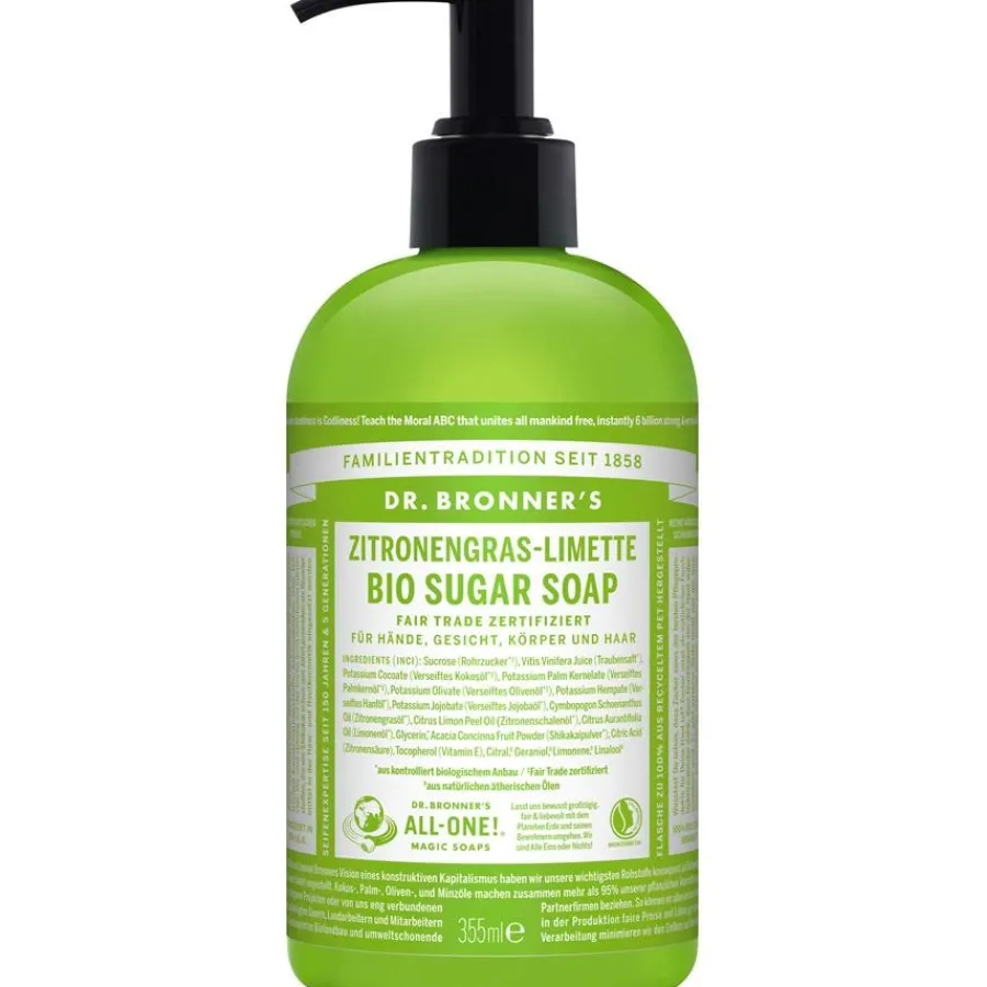 Dr. Bronneru0027s Flüssigseifen Zitronengras-Limette Bio Sugar Soap von Dr. Bronner's