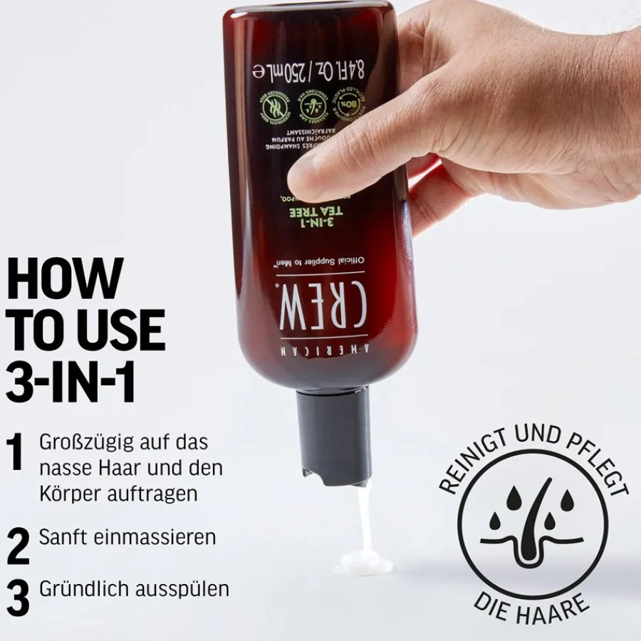 American Crew Haarpflege & Körperpflege 3-in-1 Tea Tree Refreshing Shampoo, Conditioner and Body Wash von