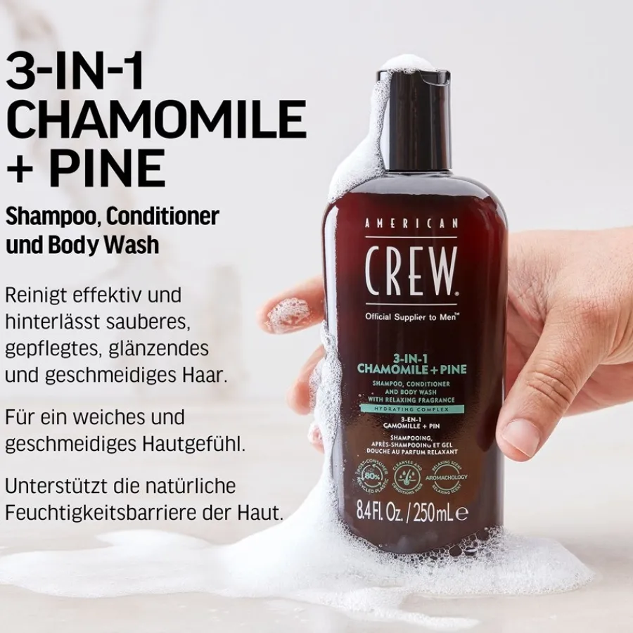 American Crew Haarpflege & Körperpflege 3-in-1 Chamomile + Pine Shampoo, Conditioner and Body Wash von Clearance