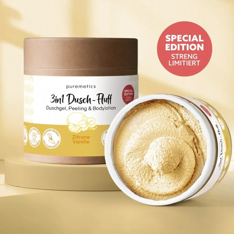 puremetics 3in1 Duschpflege Dusch-Fluff Zitrone Vanille von Hot