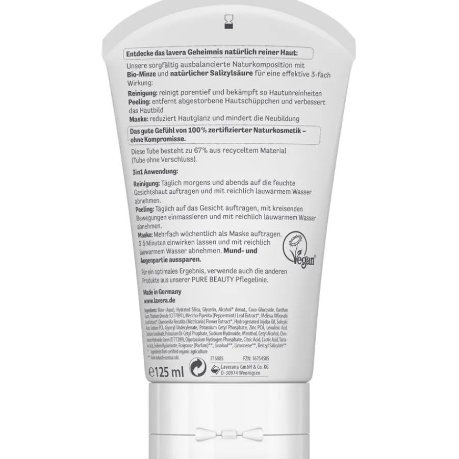 Lavera Pure Beauty 3in1 Reinigung Peeling Maske