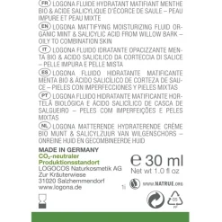 Logona Mattierendes Feuchtigkeitsfluid Bio-Minze & Salicylsäure aus Weidenrinde