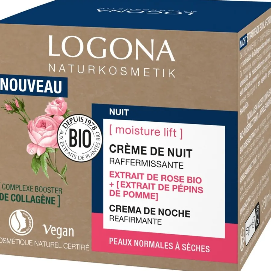 Logona Moisture Lift Straffende Schlafcreme Bio-Rosenextrakt und Apfelsamenextrakt