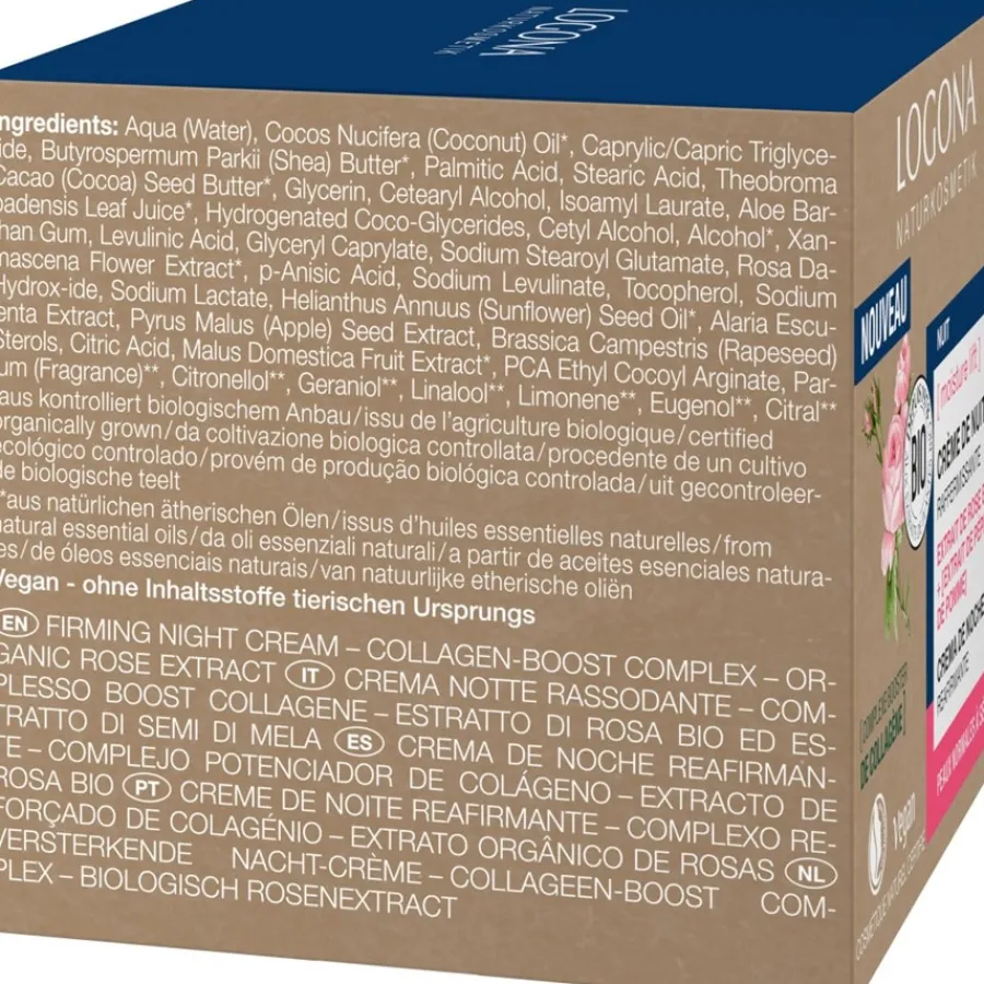 Logona Moisture Lift Straffende Schlafcreme Bio-Rosenextrakt und Apfelsamenextrakt