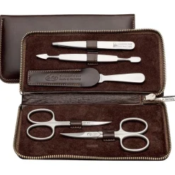 ERBE Manicure Etuis Manicure-Etui mit Druckknopf, 5-teilig. Braun von