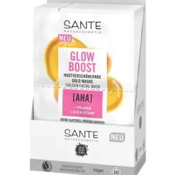 Sante Naturkosmetik Masken Glow Boost Gold Maske AHA, Hyaluron & Algen-Extrakt von Sale