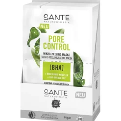 Sante Naturkosmetik Masken Pore Control Mikro-Peeling Maske mit BHA, Niacinamid Komplex & Bio-Grüner Tee von