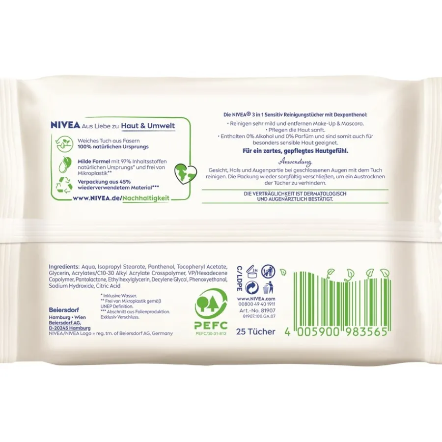 NIVEA 3in1 Sensitiv Reinigungstücher