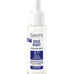 Sante Naturkosmetik Overnight Revitalizer Serum mit Bio-Olive, Hyaluron & Bio-Aloe Vera von