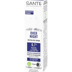 Sante Naturkosmetik Overnight Revitalizer Serum mit Bio-Olive, Hyaluron & Bio-Aloe Vera von