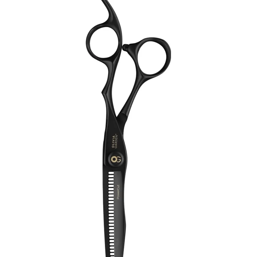 Olivia Garden PowerCut Modellierschere 6,0" RH mattes Schwarz In europäischer Ausführung mit 28 Zähnen von