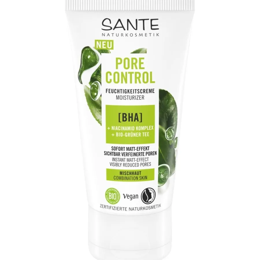 Sante Naturkosmetik Pore Control Feuchtigkeitscreme mit BHA, Niacinamid Komplex & Bio-Grüner Tee