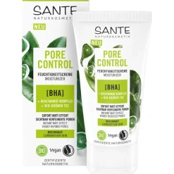 Sante Naturkosmetik Pore Control Feuchtigkeitscreme mit BHA, Niacinamid Komplex & Bio-Grüner Tee