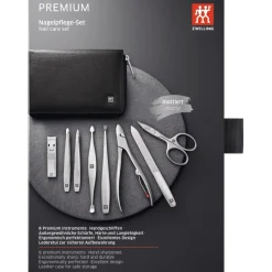 Zwilling Beauty Sets 8-tlg. Maniküre/Pediküre-Etui Schwarzem Rindleder von Clearance