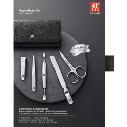Zwilling Beauty Sets 5-tlg. Maniküre/Pediküre-Etui Schwarzem Rindleder von Clearance