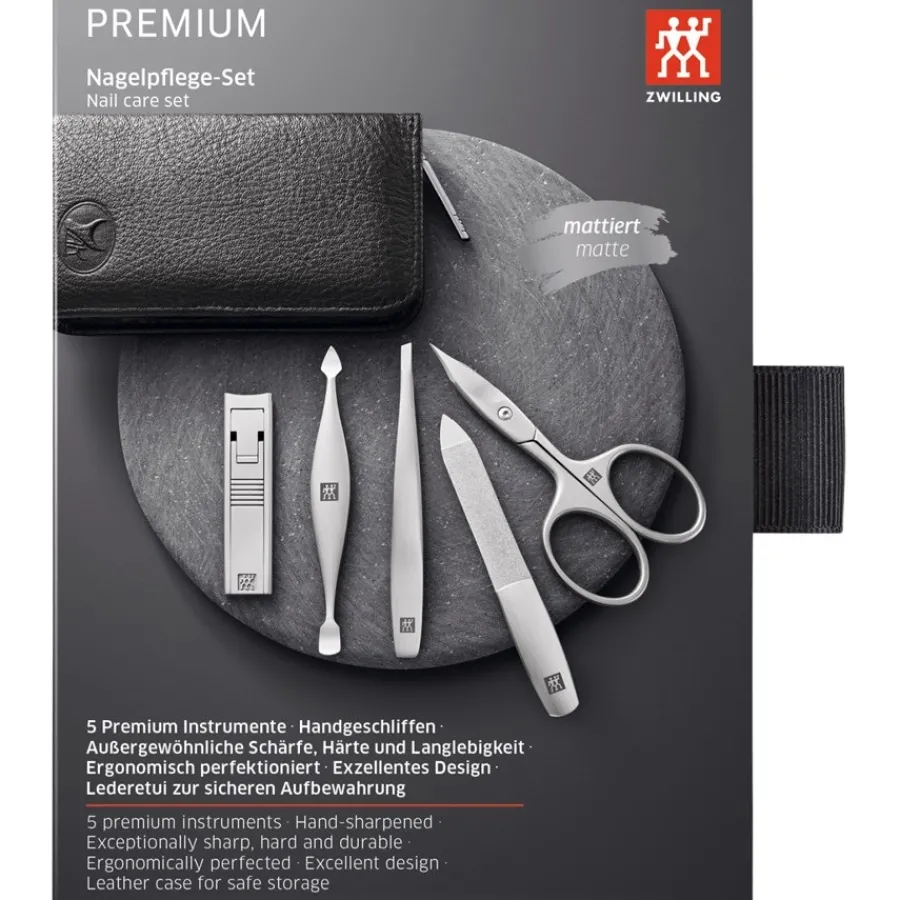 Zwilling Beauty Sets 5-tlg. Maniküre/Pediküre-Etui Schwarzem Yakleder von