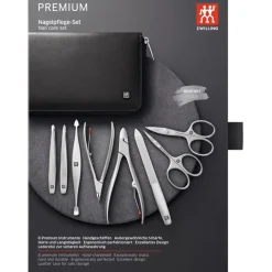Zwilling Beauty Sets 8-tlg. Maniküre/Pediküre-Etui Schwarzem Rindleder von