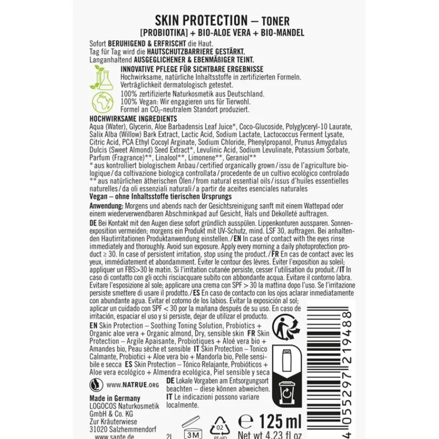 Sante Naturkosmetik Skin Protection Toner mit Probiotika, Bio-Aloe Vera & Bio-Mandel von Sale