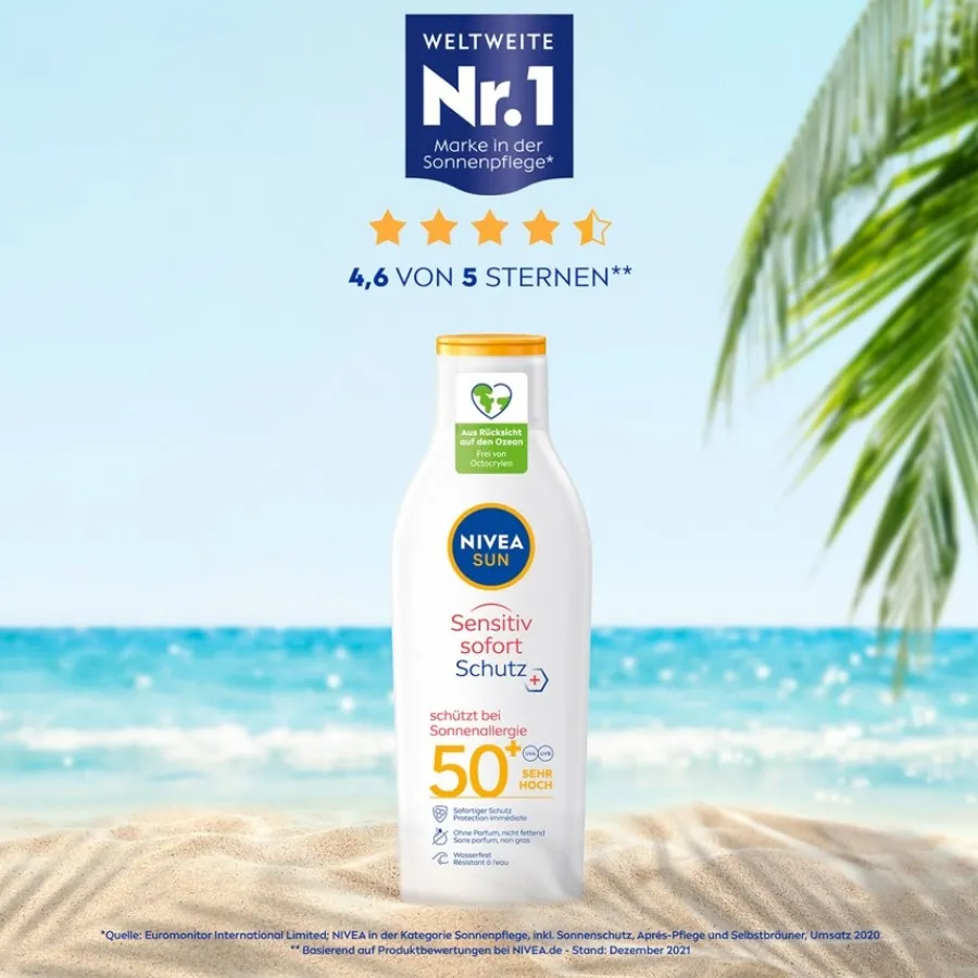 NIVEA Sonnenschutz Sensitive Sofort-Schutz Sonnenlotion LSF 50+ Anti-Sonnenallergie von Sale