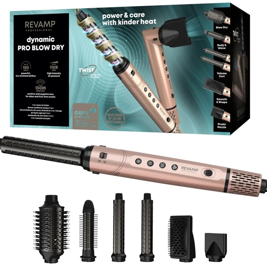 Revamp Professional Styler Dynamischer Radiance Pro Blow Dry 7-in-1 Ionen-Haartrockner und Luftstyler von Hot